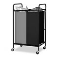 thumbnail image 1 of Laundry Hamper Heavy Duty 2-Section Rolling Cart - 50×40×83cm Black with 40L Removable Bags & Lockable Wheels, Space-Saving Clothes Organizer for Laundry Room (Black Two Grids), 1 of 6