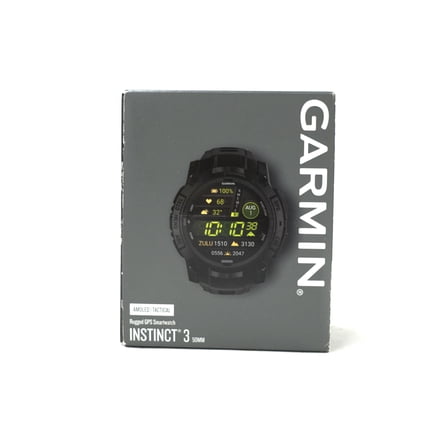 Pre-Owned Garmin Instinct 3 Tactical Edition, 50mm, AMOLED Display, Rugged Outdoor GPS Smartwatch