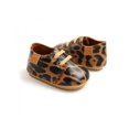 thumbnail image 4 of Newborn Baby Boy High-top Sneaker Brown Baby Shoes Leopard PU Lace-up Non-slip Soft Sole Toddler Frist Waliking Shoes (Toddler/Little Baby Girls), 4 of 7