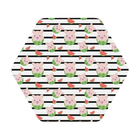 

Matuu Pig And Watermelon for Cup Coasters Set of 6 Leather Coasters Desk Coasters for Office Measures 4” x 4” Hexagon