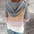 thumbnail image 3 of Mode Femmes Léopard Patchwork Col en V Manches Longues Chandail à Capuche Blouse Hauts, 3 of 6