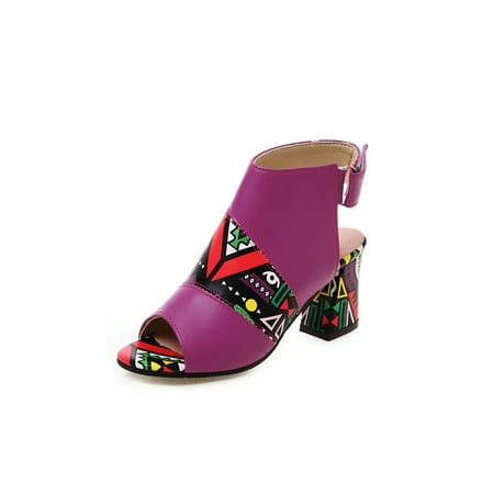 

Colisha Ladies Fashion Sandal Peep Toe Casual Shoe Chunky Block Heeled Sandals Office Comfortable Shoes Magnetic High Heels Purple 7.5