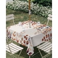 thumbnail image 2 of Outdoor Tablecloth with Umbrella Hole, Orange Eucalyptus Leaves Spillproof Waterproof Outdoor Table Cover, Botanical Fall Rustic Beige Patio Tablecloths for Party/Garden/Picnic, Square 60"x60", 2 of 9