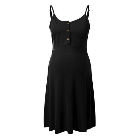 

Qufokar Plus Size Pregnancy Tops Halter Wedding Dress Sleeveless High Maternity Or Women Dress Waist Button Maternity Dress