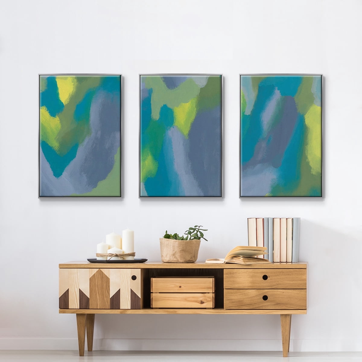 Lost in Memories I - Framed Premium Gallery Wrapped Canvas L Frame 3 Piece Set - Ready to Hang