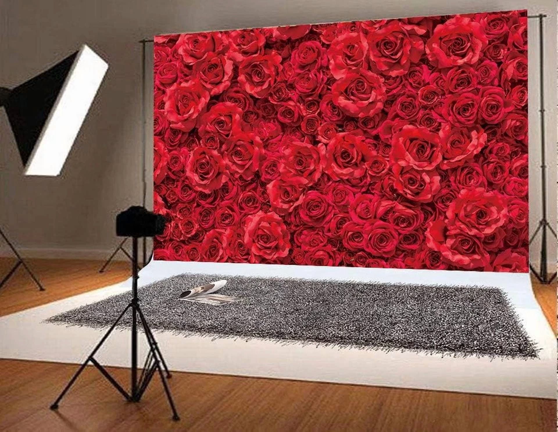 BUTTERFLY- Valentine'S Day Rose Backdrop Red Flower Wall Photography Background Wedding Bri