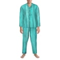 thumbnail image 3 of Uemuo Turquoise Wooden2 Pattern 2-Piece Loungewear Set - Men’s Soft Sleepwear, Cozy Winter PJs, Comfy Sleep Set-X-Large, 3 of 7