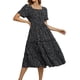thumbnail image 2 of VISgogo Vestido de manga corta para mujer, vestido holgado con cintura elástica y cuello cuadrado con estampado de corazón pequeño, ropa informal simple de una pieza VISgogo  moda, 2 of 5