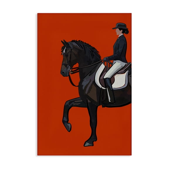 Stupell Industries Jockey & Horse on Orange Sports Painting Gallery Wrapped Canvas Art Print Wall Art, 16 x 24
