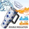 thumbnail image 5 of 40oz Pioneer Flower Floral Print Pattern Insulated Tumbler with Handle, BPA-Free Leak Proof Lid and Straws, Double Wall Vacuum, Hot 12h/Cold 34h, 5 of 6