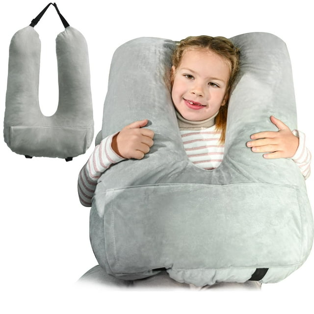 Almohada de coche Travel Pillow MOAOO para niños y adultos, color gris