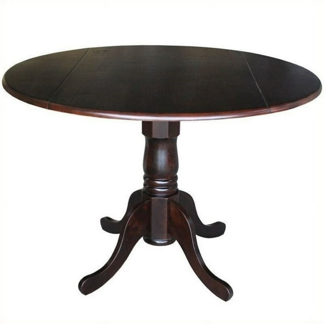 Pemberly Row Table à Manger Ronde à Double Abattant en Bois Couleur Espresso
