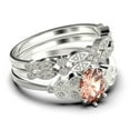 thumbnail image 2 of Gorgeous Boho & hippie 2.25 Carat Oval Cut Vintage Look Morganite And Diamond Moissanite Engagement Ring Set, Wedding Ring in 925 Sterling Silver With 18k White Gold Plating, Trio set, 2 of 4