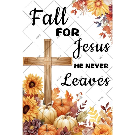 Noete Cross Pumpkins Sign 12x16 Inch Rustic Wooden Fall Decor, Religious Home Decorations for Thanksgiving, Autumn & Halloween, Inspirational Gift
