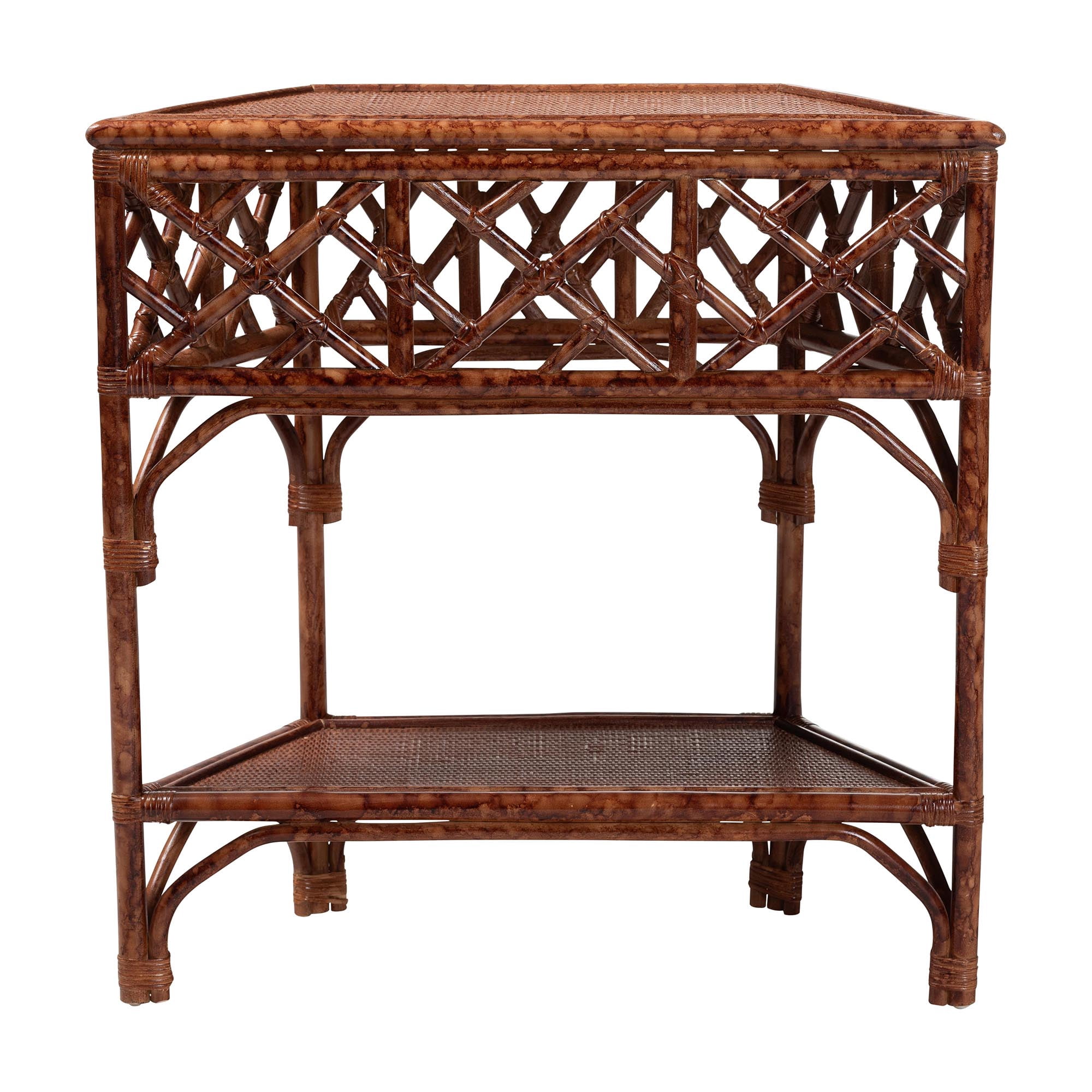 bali & pari Gaspar Boho Console Table, Marbled Tortoise Brown