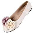 thumbnail image 2 of Purcolt Womens Double Flower Faux Suede Flats Lightweight Casual Round Toe Soft Sole Ballet Shoes Comfort Slip On Dress Shoes for Work Office Walking, 2 of 9