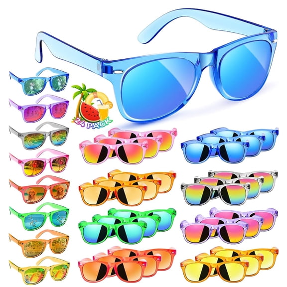 Kids Sunglasses Bulk Party Favors 24Packs Boys Girls Sunglasses for Kids Age 3-8, Neon Sunglass with UV400 Protection, Kid Birthday Party Supplies