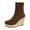 Coffee, variant on Platform Wedge Boots for Women Casual Stretch Knit Sock Booties Round Toe Slip on Fall Winter Ankle Boots High Heels Brown Size 9
