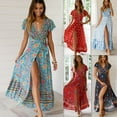 thumbnail image 2 of Long Dress V-Neck For Women Summer Casual Vacation Print Dress Sexy Long Dress Women'S, 2 of 7