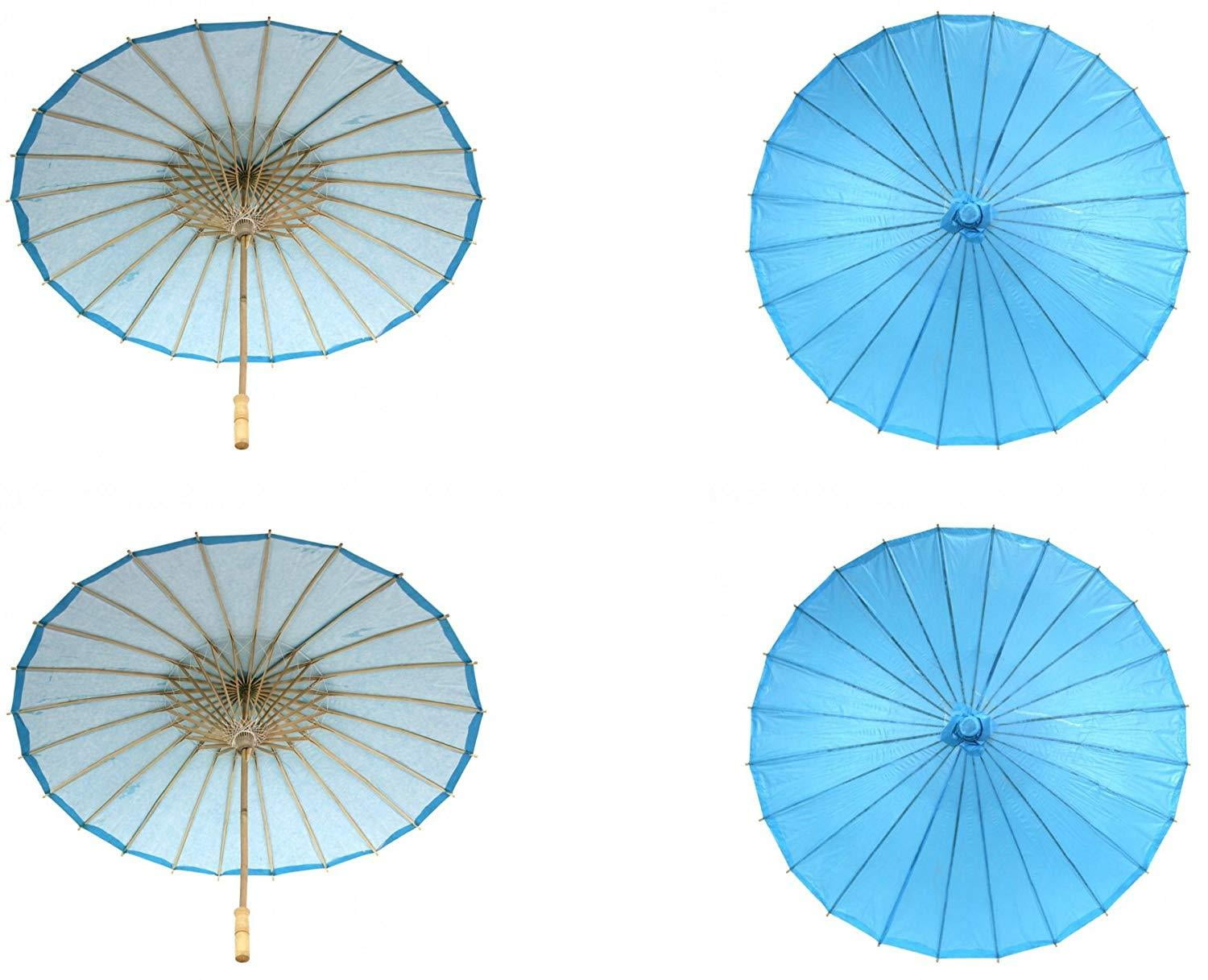 DIY Wedding Koyal Wholesale 32-Inch Paper Parasol, 4-Pack Umbrella for Wedding, Bridesmaids, Party Favors, Summer Sun Shade (4, Turquoise)