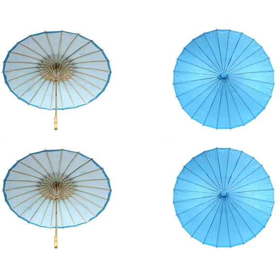 Koyal Wholesale 32-Inch Turquoise Paper Parasol, 4-Pack Oriental Umbrella for Wedding, Party Favors, Summer  Shade