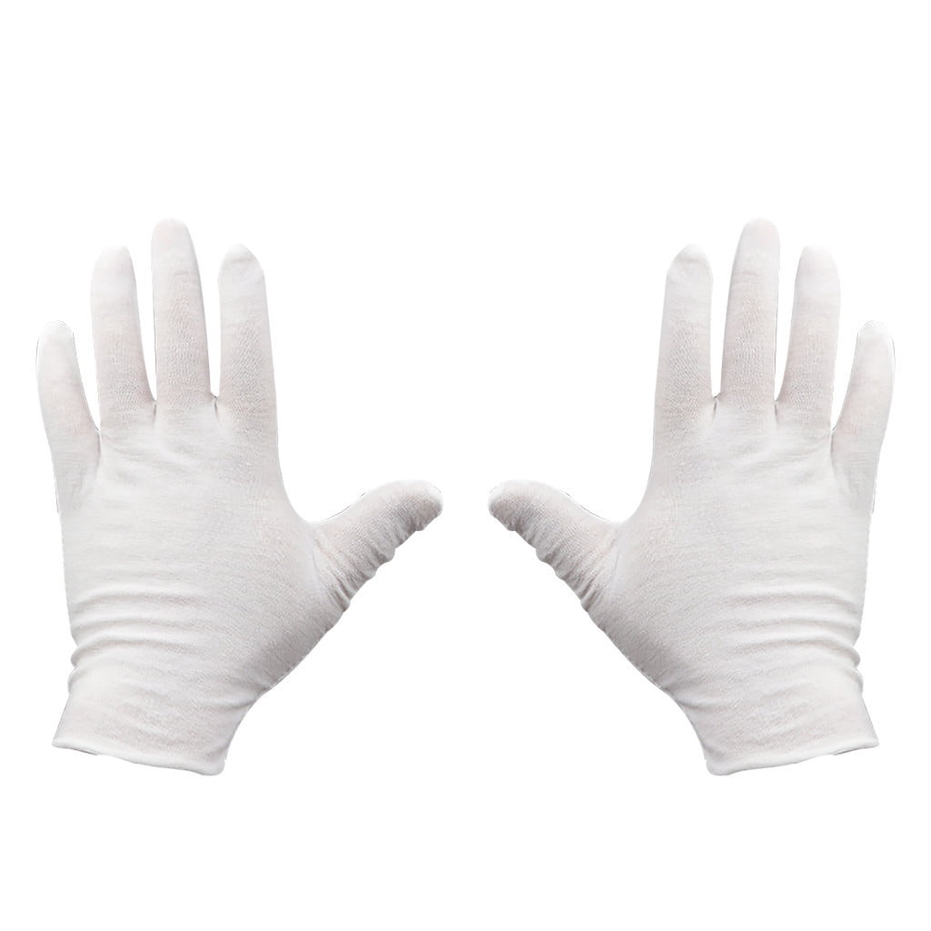 6 Pc Oversized Stretch Sweat-Proof Breathable Elastic White Gloves Large Cloth Gloves for Women White Cotton Gloves