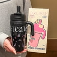 thumbnail image 4 of Taza Termo Simple, gran capacidad para 316 hombres y mujeres, taza de café de estilo ins de alto aspecto, asa portátil, taza de agua con pajita, 4 of 5