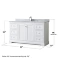 thumbnail image 6 of Wyndham Collection 60" Wood & Marble Single Bathroom Vanity in White, 6 of 6