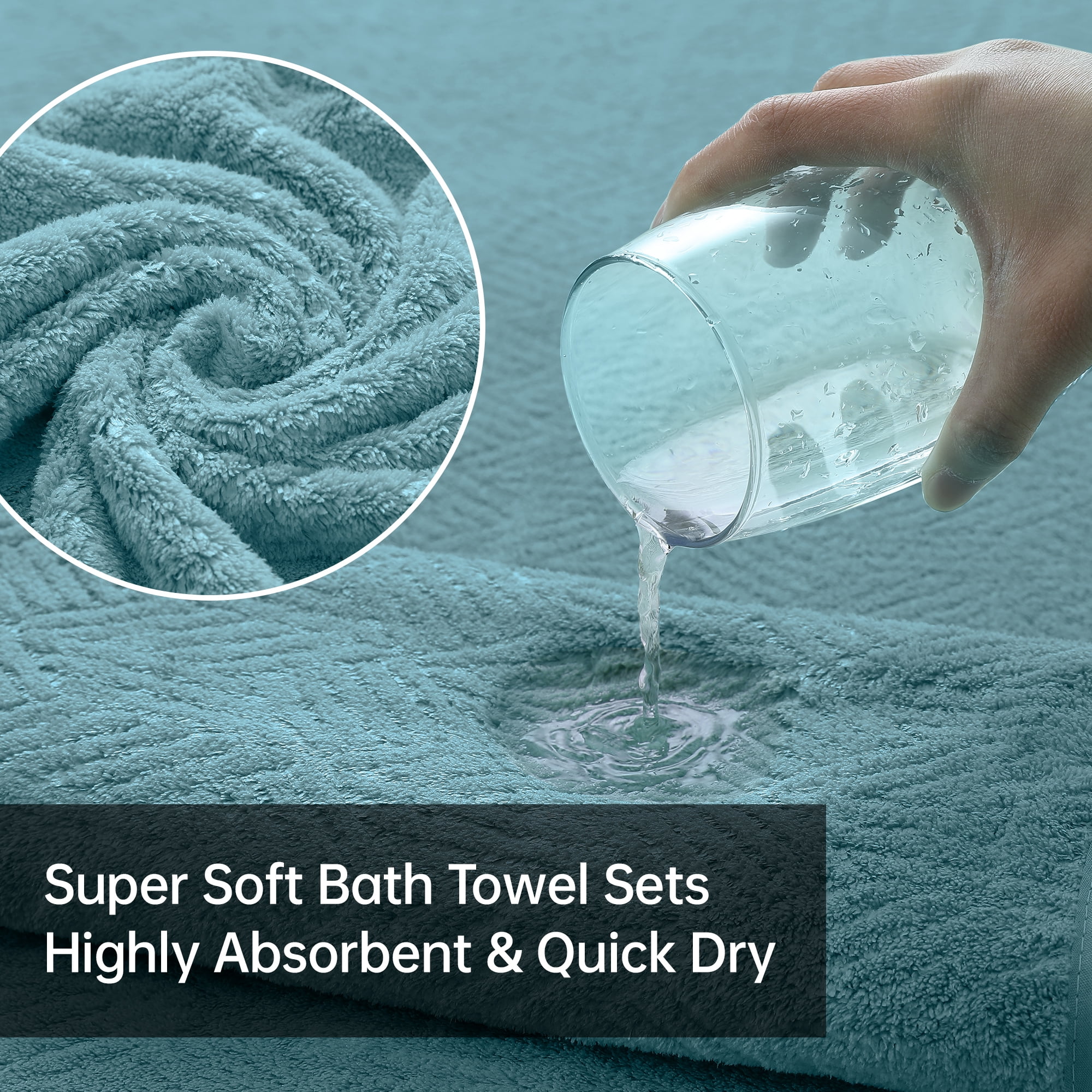 Smuge 8 Piece Oversized Bath Sheet Towels, 2 Large Bath Towels, 2 Hand Towels, 4 Washcloths, 600 GSM Ultra Soft Large Bath Towel Set Cozy Quick Dry Bathroom Towels Hotel Luxurious Towels(Green Pine)