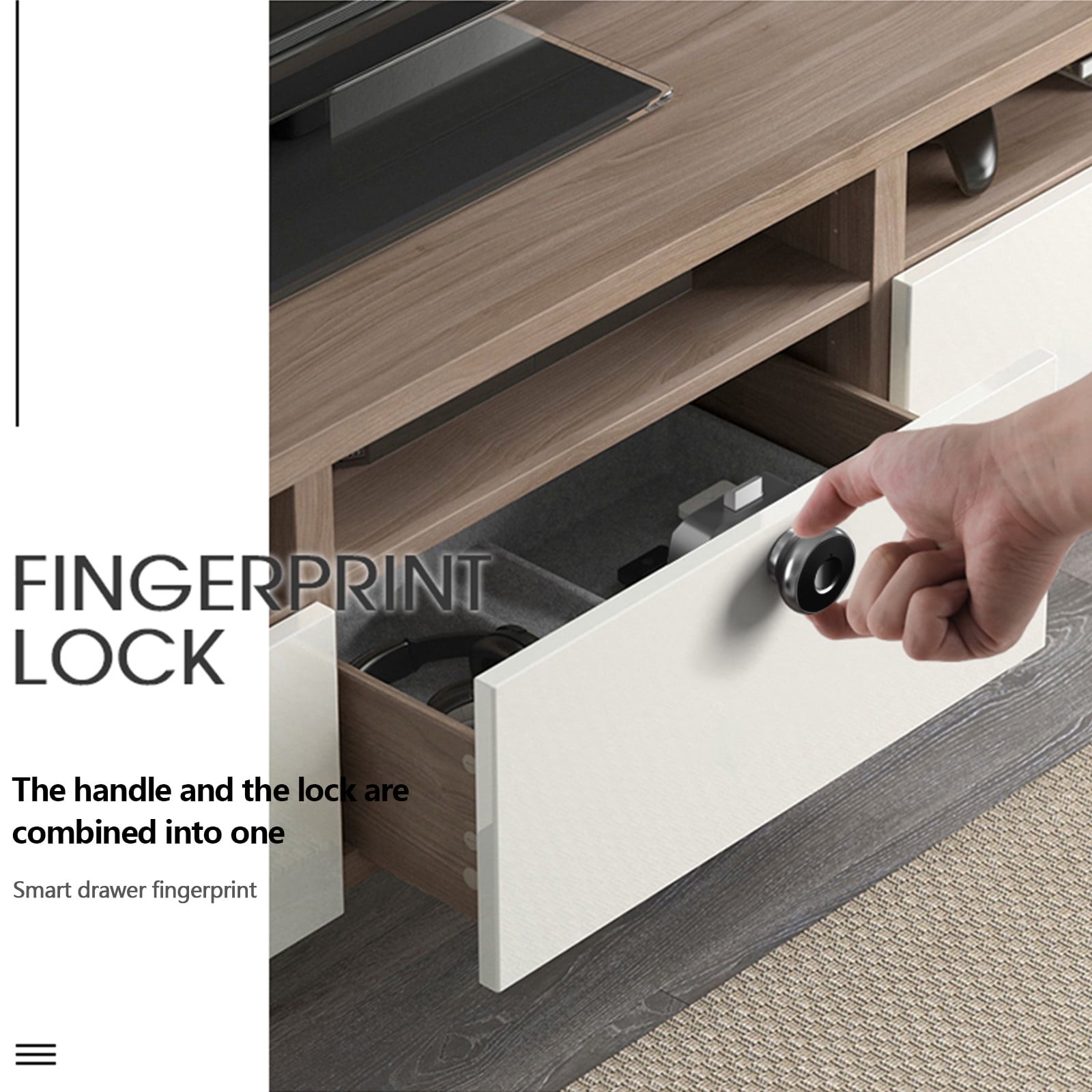 Smart Biometric Drawer Lock,Fingerprint Cabinet Lock USB Rechargeable Keyless Hidden File Cabinet Lock for Home Office Furniture