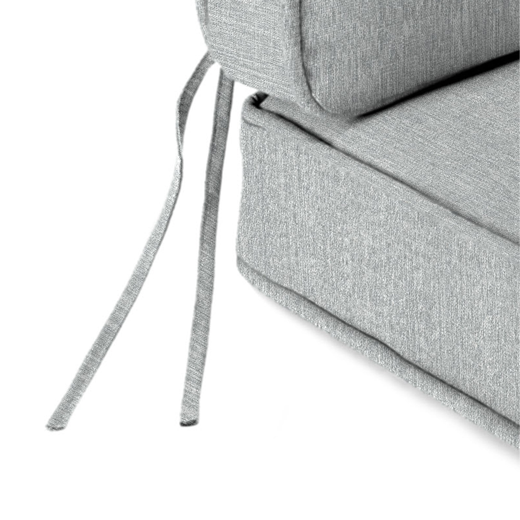 Jordan Manufacturing 45" x 22" Tahiti Gray Solid Rectangular Outdoor Deep Seating Chair Seat and Back Cushion with Ties and Welt