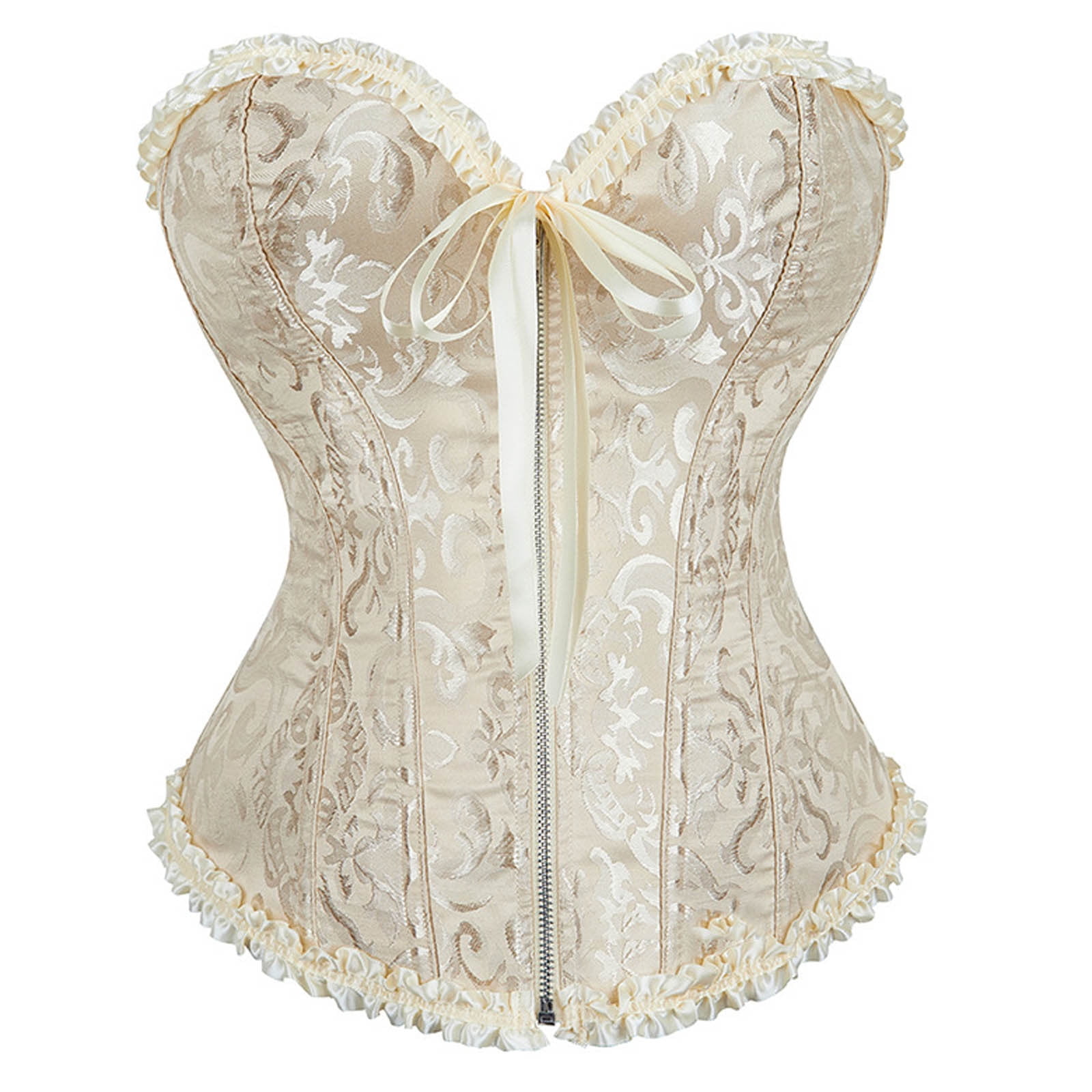 Corset Top Bustier Lingerie for Women Zipper Front Flower Sexy