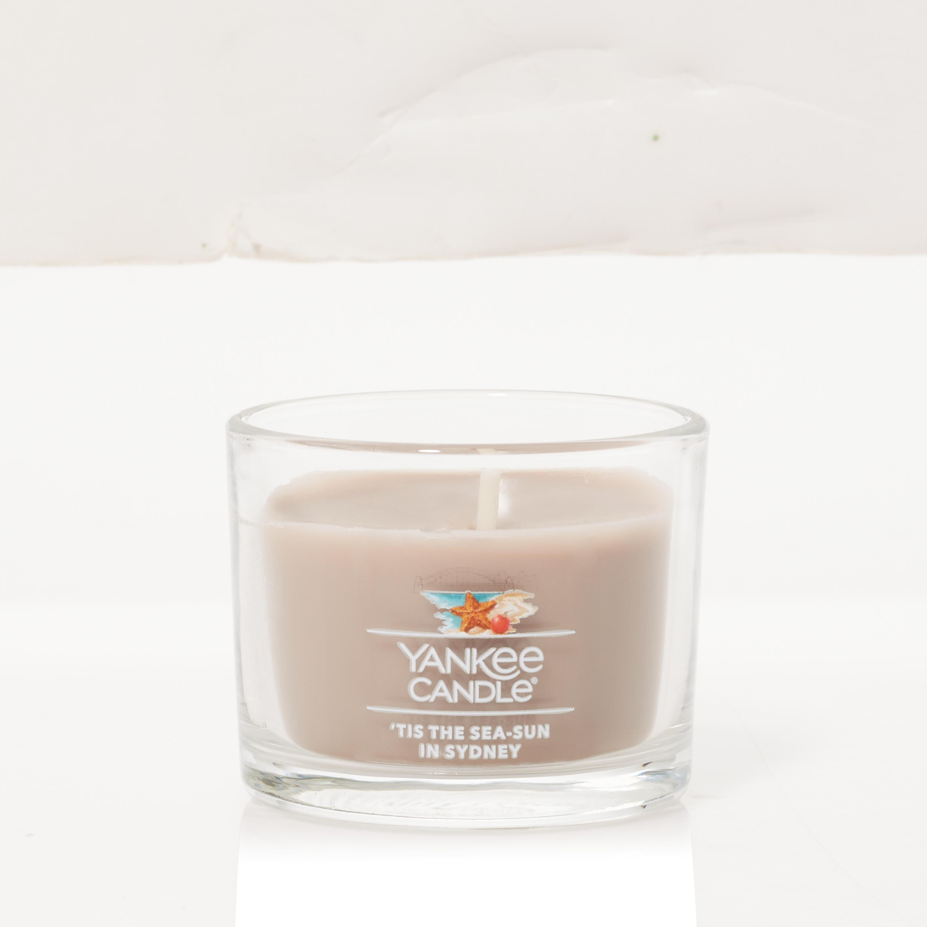 Yankee Candle Signature Votive Mini Candle Jar, Tis the Sea-Sun in Sydney Scent, Natural Soy Wax Blend Candle with Natural Fiber Wick, 1.3 oz Glass Jar (Pack of 6)