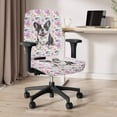 thumbnail image 5 of FKELYI 2 Pcs Office Chair Slipcover Retro Flower Boston Terrier Dog Print Desk Chair Cover Stretchable Computer Chair Protective Cover Elastic Fabric Chair Cover, 5 of 7