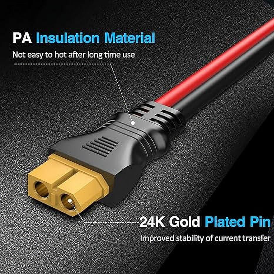 Solar Panel to XT60 Charging Cable(12AWG 9ft), Pixelman Solar to XT60 Extension Wire for Ecoflow Generator, Solar Connector to Injection Molding XT60 Charging Cord for Portable Power Station