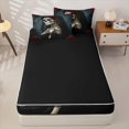 thumbnail image 4 of Homewish Black Skeleton Bride Zipper Twin Comforter Sets with Fitted Sheet and 2 Pillowcases for Kids, Teal Vintage Romantic Rose Zipper Bedding Set, Black Reversible, 4 Pieces, 4 of 6
