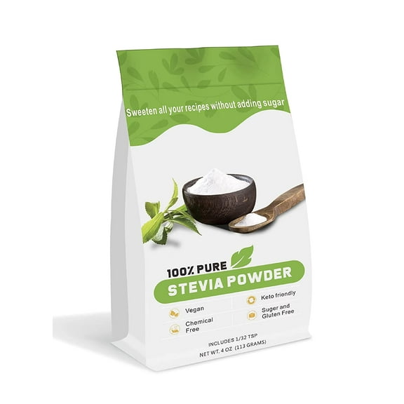 100% Pure Stevia Powder, Zero Calories, Keto & Vegan, No Fillers and Additives, 4oz, 2832 servings, 1/32 Tsp Scoop Included