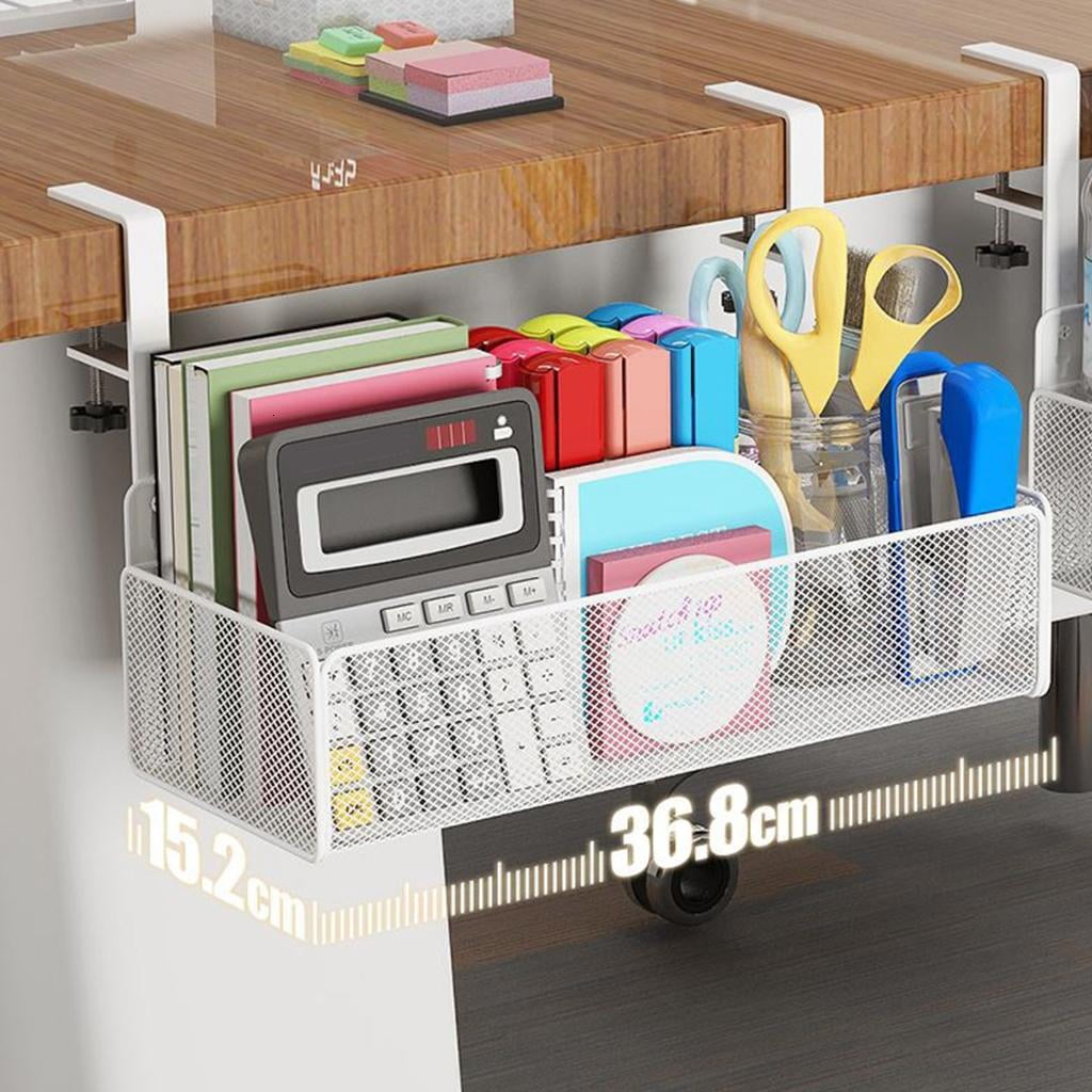 Osdhezcn Easy Install Desk Hanging Storage Bin Practical Desk Under Hanging Holder Baskets with Sections for Efficient Sorting