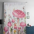 thumbnail image 5 of Pink Mushroom Semi Sheer Curtains Drapes for Living Room, Bedroom, French Doors Window 63 Inches Long, Butterfly Flower Moon Country Botanical Rod Pocket Chiffon Curtain Drapery Voile Drape Panel, 5 of 6