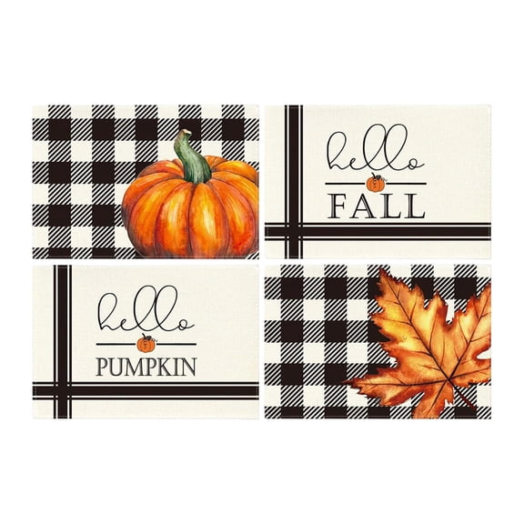 Decorative Placemats Set of 4 Placemats Linen Fall Table Decor for Thanksgiving Halloween Holiday Gifting Farmhouse Decor