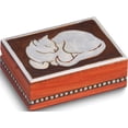 thumbnail image 1 of Fashion Cat Carved Painted Keepsake Lined Interior Wooden Box (5.1 X 3.5) Made In Poland gm16172, 1 of 4