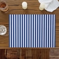 thumbnail image 2 of Placemats for Dinning Table Set of 8, Dark Blue Striped Modern Beige Geometric Country Burlap Kitchen Place Mats Waterproof Cloth Table Mats, Indoor Outdoor Placemats Easy Clean Dinner Decor, 2 of 8
