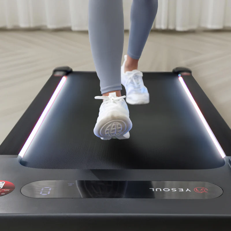 Yesoul W2 Pro 10% Auto-Incline Smart Walking Pad,Under Desk Treadmill for Home Walking with dynamic lightstrips,300lbs Capacity, Smart App Scenic Routes & Live Classes, Remote & LED Display