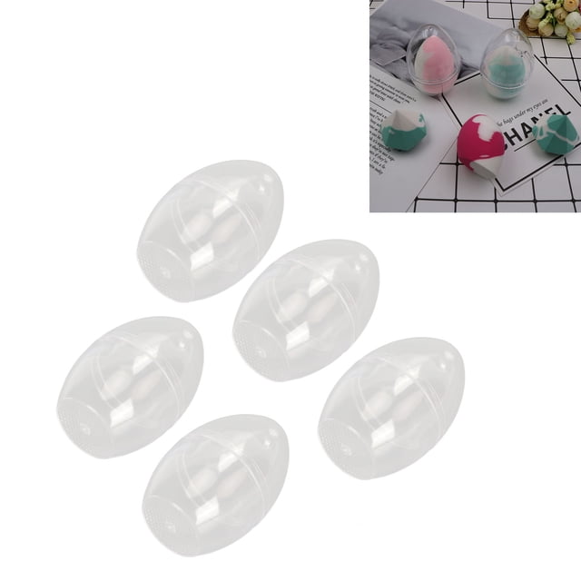 Caja De Almacenamiento De Esponja De Maquillaje, Soporte De Licuadora De Esponja Seguro En Forma De Huevo Transparente De Plástico Para Cuentas Para Boda