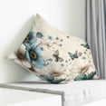 thumbnail image 3 of Teal Tulip Butterfly Pillow Covers 18x18 Inch Decorative Throw Pillow Cover, Turquoise Floral Farmhouse Beige Sofa Pillowcases Accent Cushion Case Home Decor Bedroom Living Room, 3 of 6