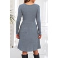 thumbnail image 5 of ANYJOIN Women's Knit Sweater Dress Long Sleeve Pleated Loose Casual Dress with Pockets Knee Length, 5 of 5