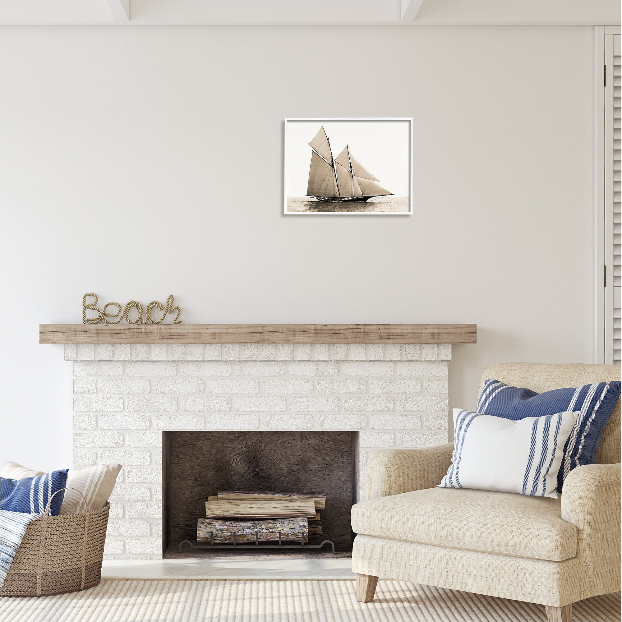 Stupell Industries Vintage Sailboat Photography Transportation Photography White Framed Art Print Wall Art, 20 x 16