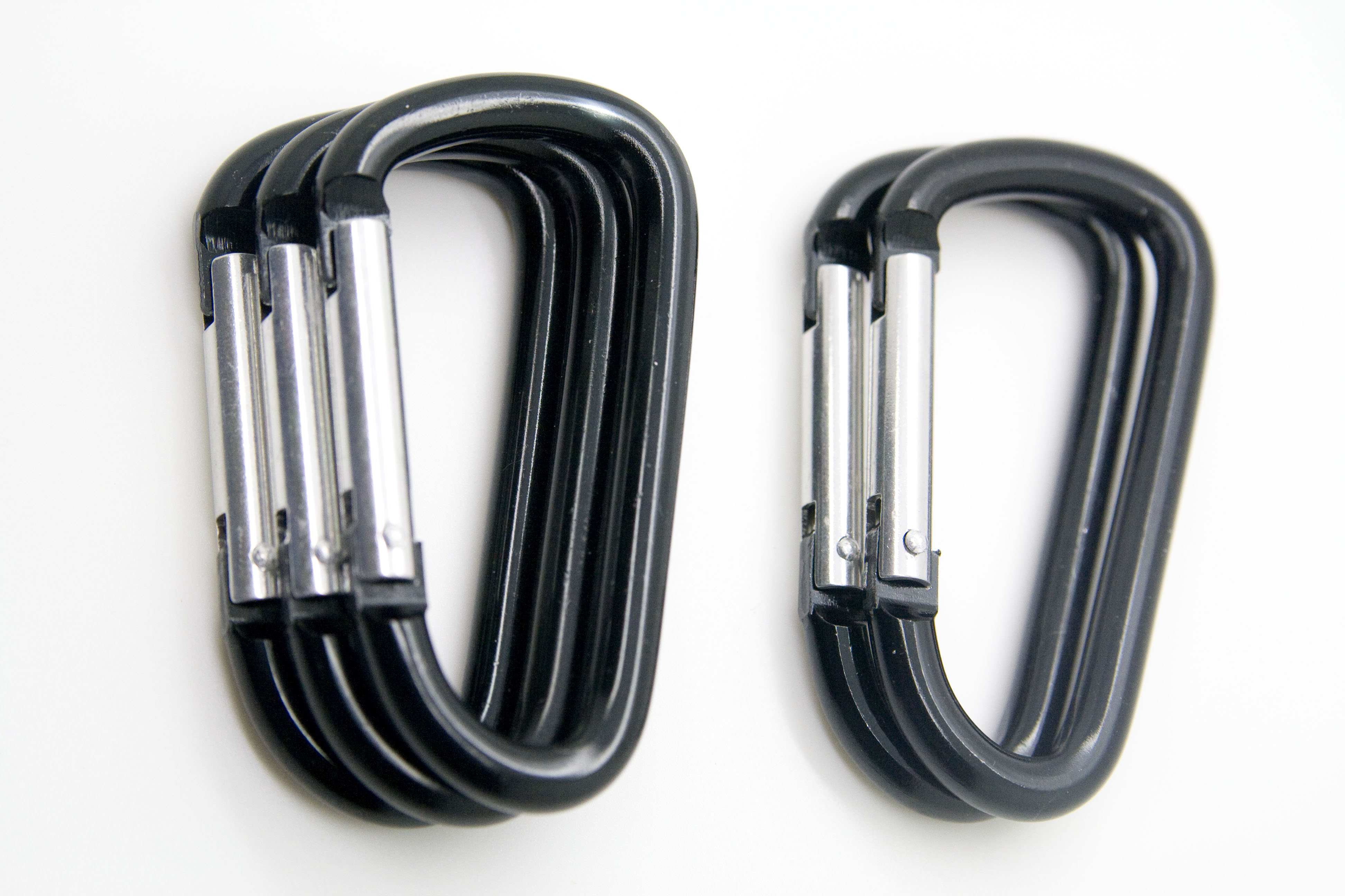 Pack 50 pcs - 3 inch Black Aluminum Carabiner D Shape Buckle Pack, Keychain Clip, Spring Snap Key Chain Clip Hook Buckle