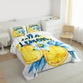 thumbnail image 3 of Manfei Lemon Print Bedding Comforter Set,Hello Lemon Twin Comforter Sets,Blue Leaves Bedding Set For Girls,Super Cozy Room Decor Reversible,2 Pieces, 3 of 8