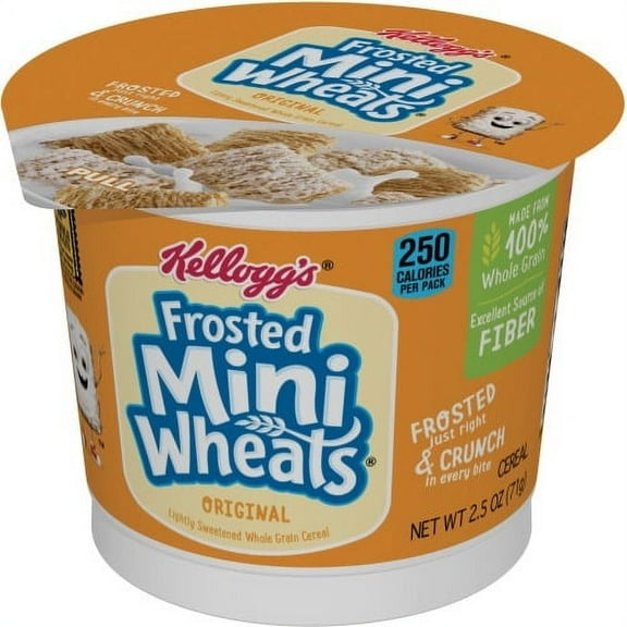 Kellogg's Frosted Mini-Wheats Cereal-in-a-Cup Cup - 1 Serving Cup - 2.50 oz - 6 / Box